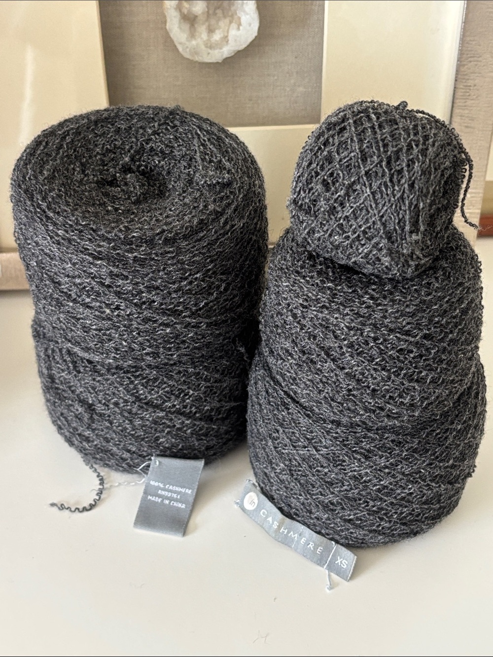 100% Cashmere Grey Recycled Lace Weight Yarn Bundle of 4 Cakes 185 grams